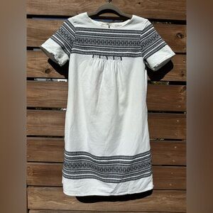 Madewell White Boho Black Embroidered Cotton Dress